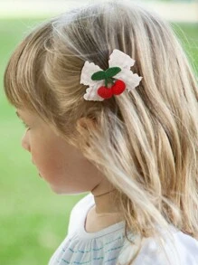 2入組白色網紗蝴蝶結和紅色櫻桃裝飾髮夾,適用於兒童 - 彩色 - 查看 7