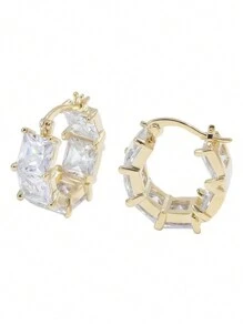 2 paires de Boucles doreilles carrées pour femmes, Boucles doreilles Clous plaquées or, Bijoux de soirée de mariage de demoiselle d\"honneur de mariée, Cadeaux pour les couples, Hommes et femmes Unisexe, Anniversaire d\"anniversaire de petite amie ou épouse