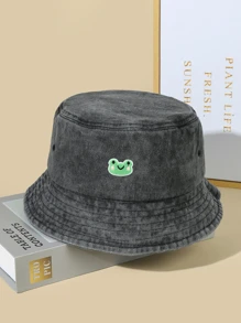 Sombrero cubo de rana de dibujos animados con diseño de parche