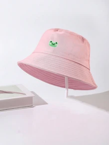 Sombrero cubo de rana de dibujos animados con diseño de parche