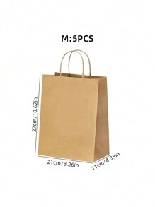 5 piezas/20 piezas Bolsas de regalo de papel Kraft con asas, bolsas de embalaje de regalo rectangular de unicolor minimalista, bolsas de transporte, adecuadas para fiestas, compras, Navidad y Día de San Valentín