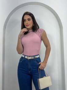 Women Bodysuits - 乾枯玫瑰色 - 查看 3