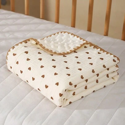 1 件婴儿毯由圆点天鹅绒材料制成，襁褓包巾，100*100 厘米爱情人节