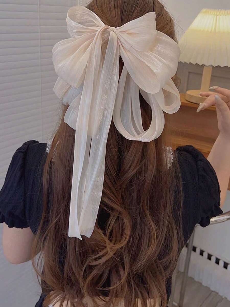 1件裝水鑽蝴蝶結流蘇髮夾，甜美誇張風格，休閒秋冬女款髮飾，適合度假穿搭、夏季海灘、旅行、節慶與生日