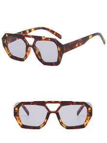 1 件不对称太阳镜复古个性化太阳镜太阳镜（带眼镜盒）