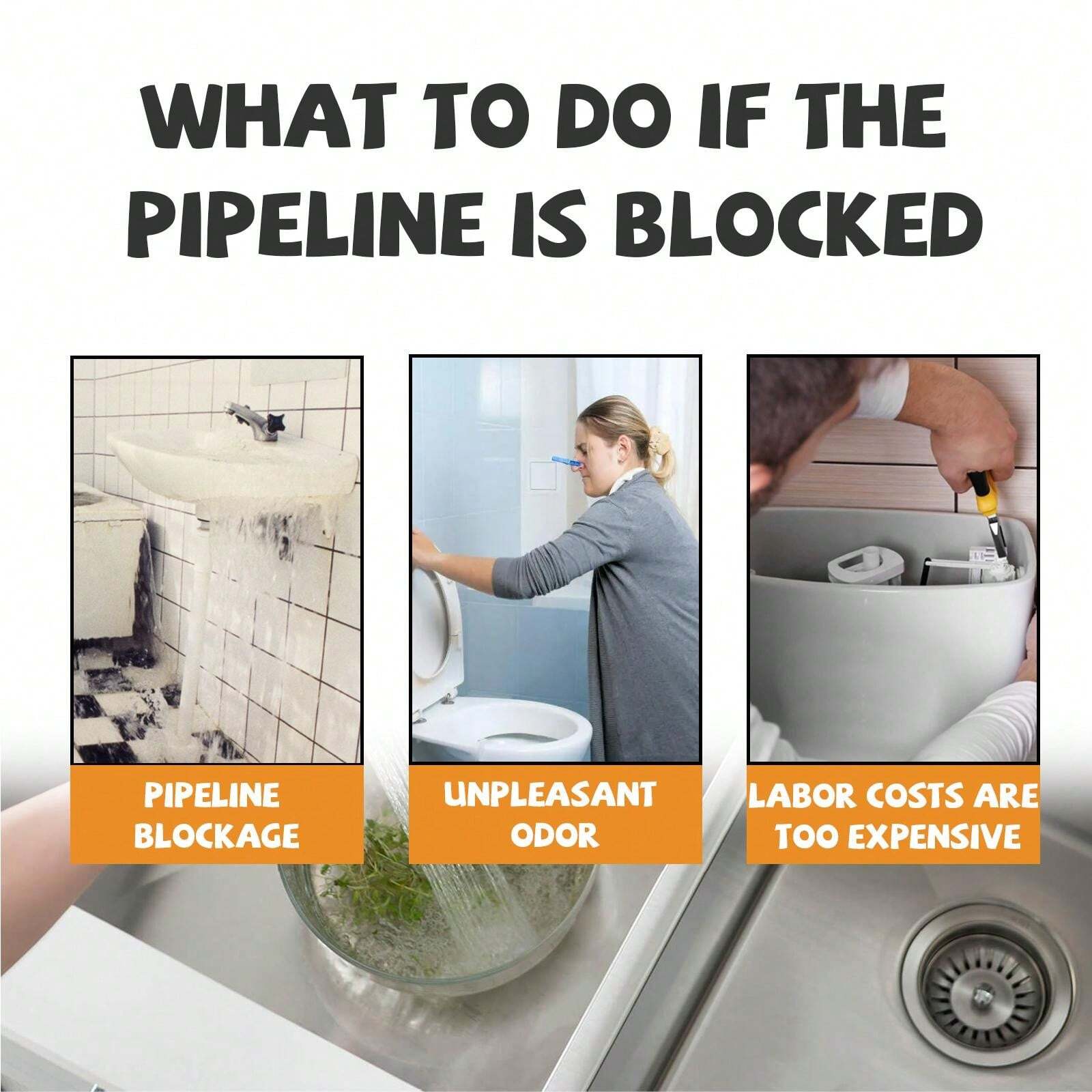 Powerful Drain Cleaner, Quickly Dissolves Grease In Sewer Pipes