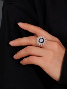 One Piece Of Sunflower Ring 925 Sterling Silver With Natural Opal Gemstone Fine Jewelry For Women Valentines