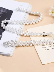 Faux Pearl Decor Belt - White - View 9