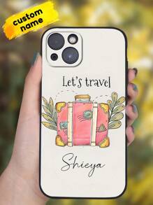 1入個性化名字手機殼，TPU iPhone殼，個性化名字iPhone殼，旅行風格手機殼，可對您的手機提供防震保護，適用於iPhone系列，此殼與iPhone Pro /Pro Max/X/ XR/XS/ XS Mini/Max相容，是送給女友/男友/妻子/丈夫的獨特禮物，是情人節，母親節，生日，週年紀念日，畢業典禮，婚禮，父親節的理想之選 - 彩色 - 查看 1