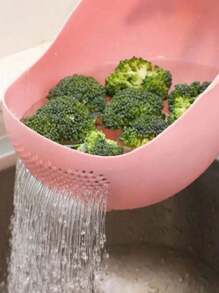 1 Pieza Cesta De Lavado De Arroz Multifuncional Para Cocina, Colador Y Escurridera De Arroz De Plástico Con Cuenco De Lavado Para Frutas Y Verduras - Rosa - Ver 3