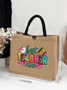1 pieza Bolsa de tela estampada, la mejor opción para maestros, damas de honor, regalo personalizado de boda, se puede usar como bolsa de cosméticos, organizador de viaje, bolsa de maquillaje de unicolor, bolsa de maquillaje de viaje de gran capacidad: ¡perfecta para actividades al aire libre! Adecuada para bodas, cumpleaños, playa, festivales, bolsa de gran capacidad, regalo de regreso a la escuela para estudiantes y maestros, bolsa de almacenamiento casual portátil, bolsa de compras multifuncional, diseño novedoso, adecuada para compras - Caqui - Ver 6