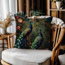 Funda de cojín moderna con arte de pavo real en colores, regalo de decoración de sofá - Multicolor - Ver 6