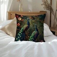 Funda de cojín moderna con arte de pavo real en colores, regalo de decoración de sofá - Multicolor - Ver 7