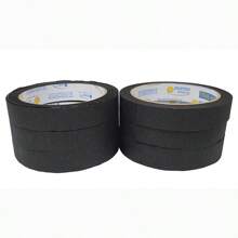 Kit Com 6 Fita Crepe Colorida 18mm X 30m Fitas Adesivas Cor Para marcação e decoração Eventos Palco e shows - Preto - Visão 3