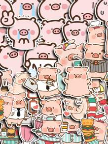 40pcs Lulu Pig Stickers For Christmas, Halloween, New Year, Cartoon, Vintage, European Style, Flowers, Plants, Animals, Back Patterns, Planner Decor, Creative Stationery, Office Supplies, Student Learning Materials, Party Gifts, Diy Paper Crafts, Explosion Boxes Back To School