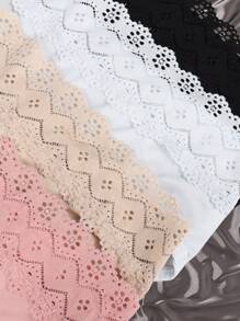 MEIYATING 4入組冰絲花邊拼接中腰無痕薄三角褲女士內褲 - 彩色 - 查看 2