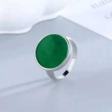 1pc Vintage Texture Natural Stone 15mm Round Center Ring - Round - View 21