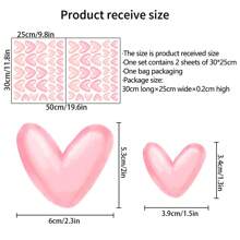 60 件粉色心形墙贴儿童房墙壁装饰自粘防潮墙贴适用于幼儿园和家具墙壁装饰婴儿洗澡家庭装饰礼物