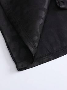 男士冰絲絲睡衣套裝2件套，短袖薄款夏季開襟豹紋家居服 - 黑色 - 查看 3