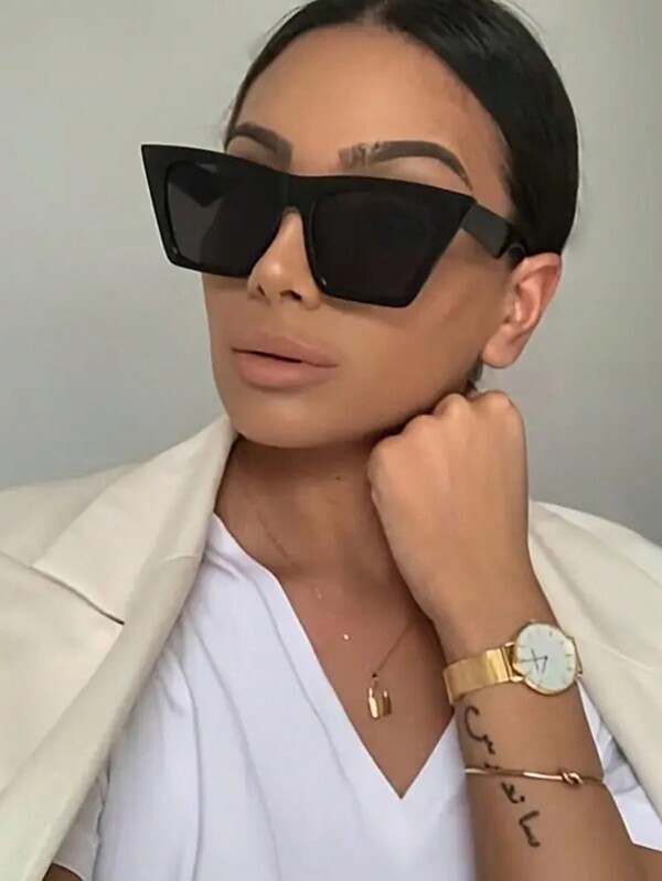 قطعة نظارات شمسية أنيقة على الطراز الأوروبي والأمريكي للنساء، نظارات أخر صيحة بشكل عين القطة، إكسسوارات شاطئية، إكسسوارات أساسية للنساء لإطلالات الخريف والشتاء، هدايا مناسبة للصيف والإجازات والسفر والنشاطات الخارجية