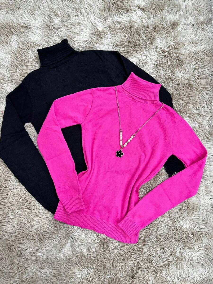Women Knit Tops - Hot Pink - View 1