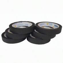 Kit Com 6 Fita Crepe Colorida 18mm X 30m Fitas Adesivas Cor Para marcação e decoração Eventos Palco e shows - Preto - Visão 2