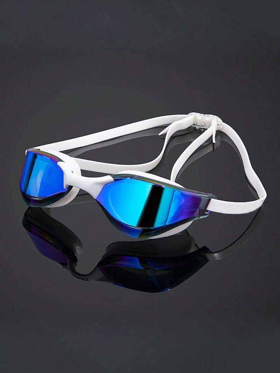 SHENYU (4Pcs) Silicone Comfortable Swim Goggles 1pc, Swim Nose Clip 1pc, Swim Ear Plugs 2pcs Set, Beach Essentials, Beach Accessories, Pool Float - Blue and White - View 1