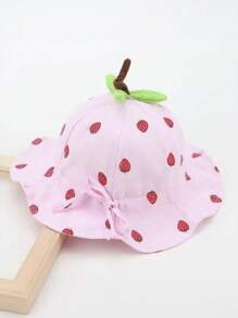 1pc Children's Hat Strawberry Shaped Baby Bucket Hat Sun Hat For Infant - Pink - View 2