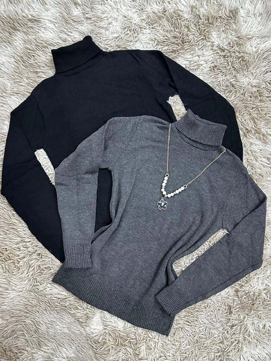 Women Knit Tops - 深灰色 - 查看 1