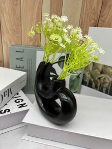 Creative Abstract U-Shaped Double Head Resin Flower Vase For Home Decoration, 1pc - Black - View 3