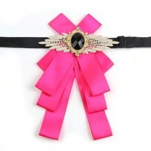 1pc Men Formal Long Fashion Luxury Black Diamond Hollowed-Out Lace Bow Tie Groomsmen Wedding Party Tuxedo Accessory With English Boutonniere - Multicolor - View 11