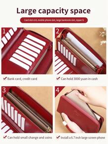 Cartera impermeable con bloqueo RFID, desmontable con muñequera, con compartimentos para tarjetas de crédito/identificación, efectivo, pasaporte, estilo minimalista y gran capacidad, regalo ideal para cumpleaños, Día de la Madre, Día de San Valentín, aniversarios, para mujeres, trabajadoras, estudiantes y ejecutivas