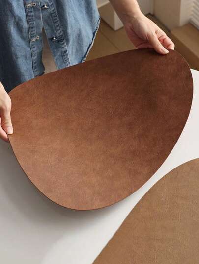 4pcs/1pc Artificial Leather Placemats And Coasters, Heat Resistant Anti-Slip Washable Table Mats, Nordic Style Coffee Mats For Kitchen Dining, Home Decor