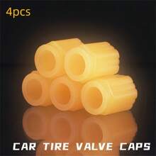 Universal 4pcs Luminous Valve Stem Caps - Waterproof, Glowing Car & Bike Tire Decor, Nighttime Visibility