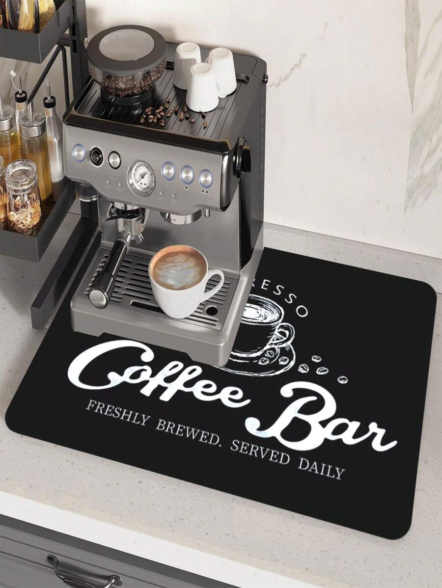 1pc Coffee Mat Coffee Bar Mat Absorbent Non Slip Coffee Mat For Countertops Coffee Bar Accessories Coffee Dish Drying Mat For Coffee Station Waterproof