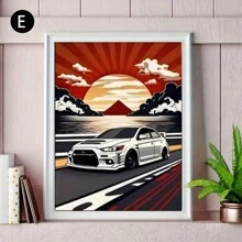 Peinture diamant fait à la main avec diamant rond, entièrement diamantée sans cadre, conception de voitures de sport de luxe vintage et de voitures de course cool, convient à la décoration murale de la maison - Multicolore - Voir 14