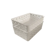 Kit 8 Cestos Organizador Branco Multiuso Médio Empilhável Gaveta Cozinha Armário Lavanderia 19x14x6,5 - Branco - Visão 3