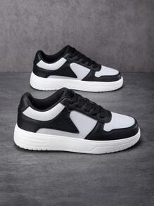 秋冬季男女通用简约黑色/浅灰色休闲运动鞋 - 黑色 - 查看 2