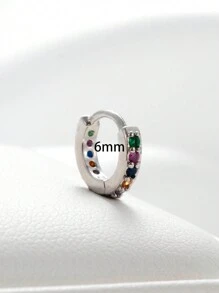 Toppiercing 1個簡約時尚的銅飾圓形耳環,中空心形和花形設計,不鏽鋼耳針三角軟骨骨釘