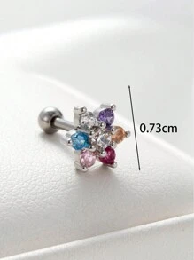 Toppiercing 1個簡約時尚的銅飾圓形耳環,中空心形和花形設計,不鏽鋼耳針三角軟骨骨釘