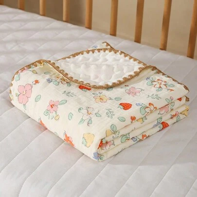 1pc Baby Blanket With Polka Dot Design, Made Of Coral Fleece Material, 100*100cm Love Valentine