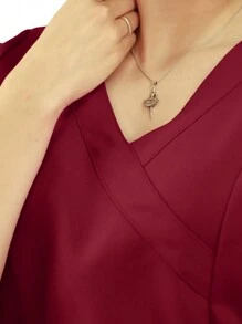 U4U Uniforms Filipina Dama Cuello V Cruzada Con Elastico En Espalda - Vino - Ver 6