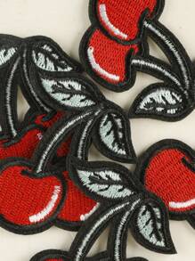 5入組櫻桃刺繡布補丁，DIY服裝褲子帽子包包鞋子手機殼裝飾布補丁服飾配件熱轉印 - 彩色 - 查看 2