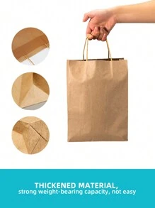 5 piezas/20 piezas Bolsas de regalo de papel Kraft con asas, bolsas de embalaje de regalo rectangular de unicolor minimalista, bolsas de transporte, adecuadas para fiestas, compras, Navidad y Día de San Valentín
