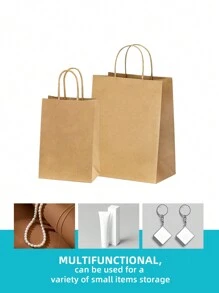 5 piezas/20 piezas Bolsas de regalo de papel Kraft con asas, bolsas de embalaje de regalo rectangular de unicolor minimalista, bolsas de transporte, adecuadas para fiestas, compras, Navidad y Día de San Valentín