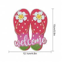 鑽石畫套件掛墜，拖鞋鑽石藝術掛牌DIY特殊形狀水晶花環裝飾品，適用於家居裝飾禮品 - 彩色 - 查看 2