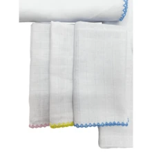 Kit C/ 5un Fraldas/Cueiros Dupla Completo Bebê 100% Algodão - Fralda 68x68cm + Toalha Fralda 68x110cm + Cueiro 80x80cm + Ombro 33x68cm + Boca 33x33cm - Tecido Quadriculado Macio, Grande, Flanelado, Recém Nascido, Grossinho, Mantinha, Babete - Neutro - Visão 6