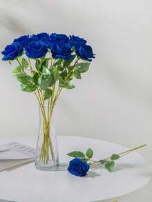 6pcs Artificial Blue Roses, Suitable For Home Wedding Decoration, Party Decoration - Blue - View 5