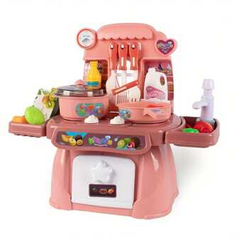 Juego De Cocina De Juego De Simulación Para Niños Con Sonido, Luz, Estufa, Fregadero Y Juguetes De Alimentos - Conjunto De Juego De Cocina Para Niños Pequeños, Accesorio De Color Y Estilo Al Azar