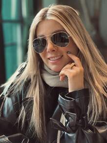 1pair Ladies' Fashion Double Beam Metal Frame Pilot Style Fashion Glasses With Suitable For Daily Commute And Street Snap Shades Beach Accessories Beach Accessories For Women Glasses Shades All-Matchs Fall Winter Women Outfits Clothes Business Casual Gifts For Summer Beach Vacation,Outdoor,Travel